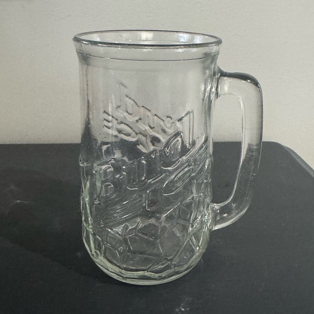 Vintage Bud Ice Molded Clear Glass Beer Mug Coffee Cup 5 & 1/2"